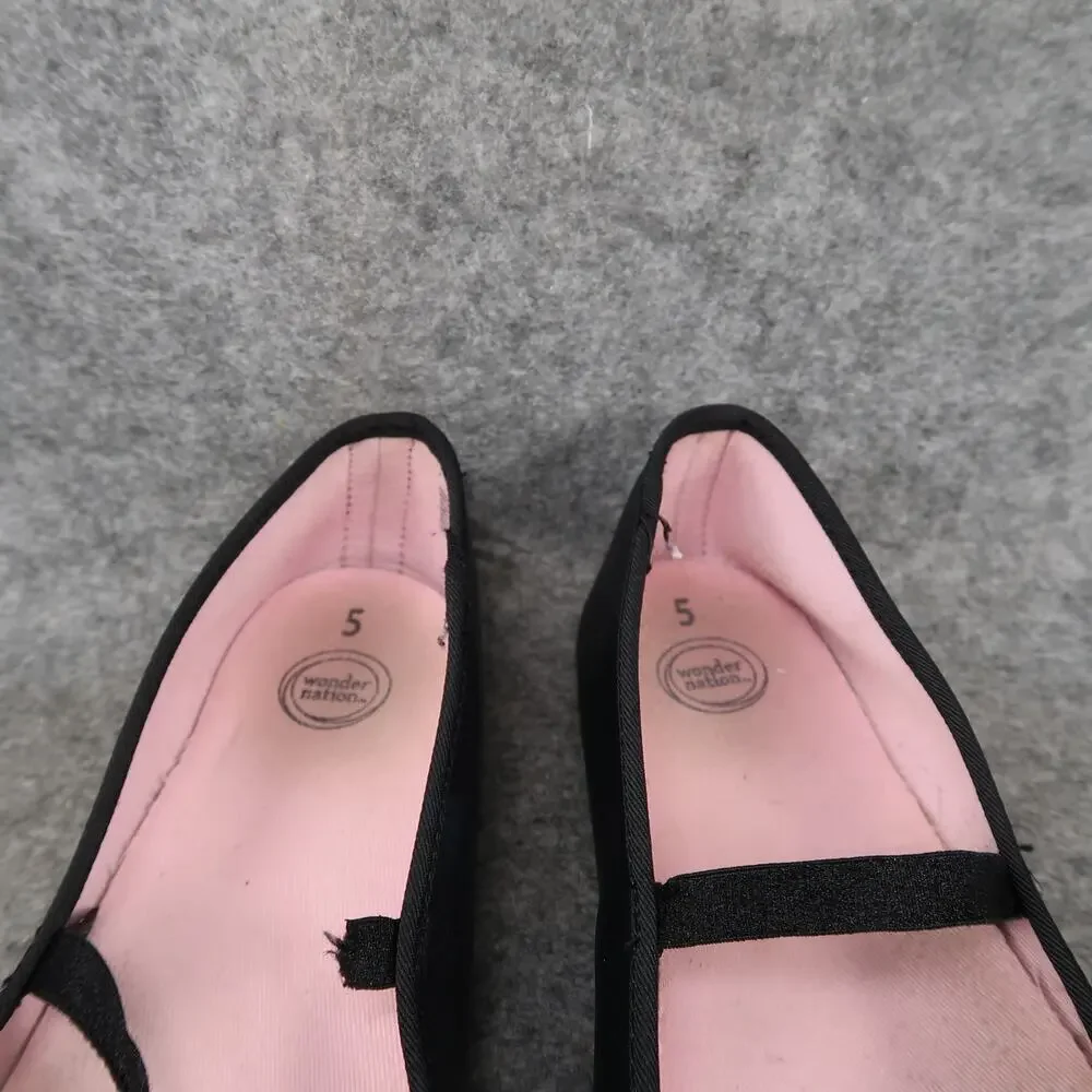 Wonder Nation Shoes Kids 5 Ballet Flats Girls Slip On Black Bow Casual Dress